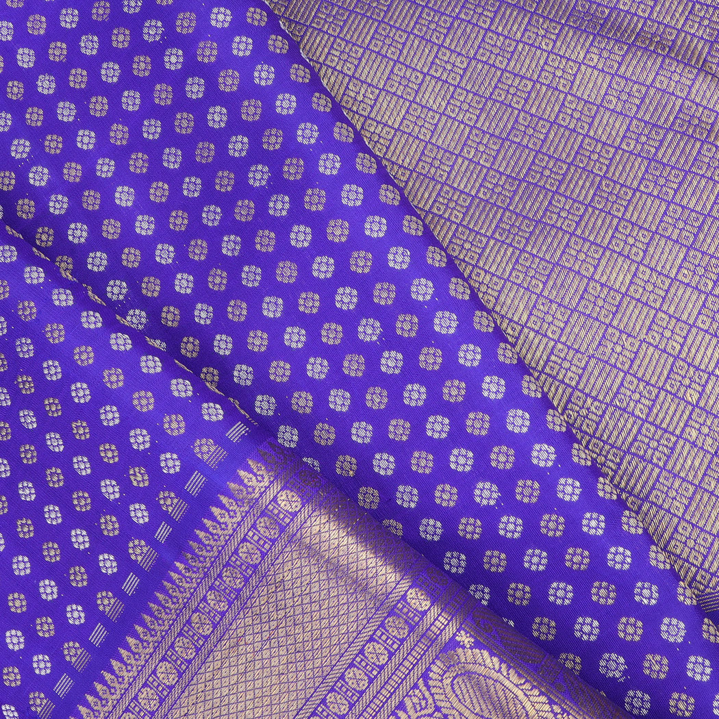 Cobalt Blue Kanjivaram Silk Saree With Tiny Floral Buttis