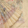 Beige Organza Saree With Stripes Pattern