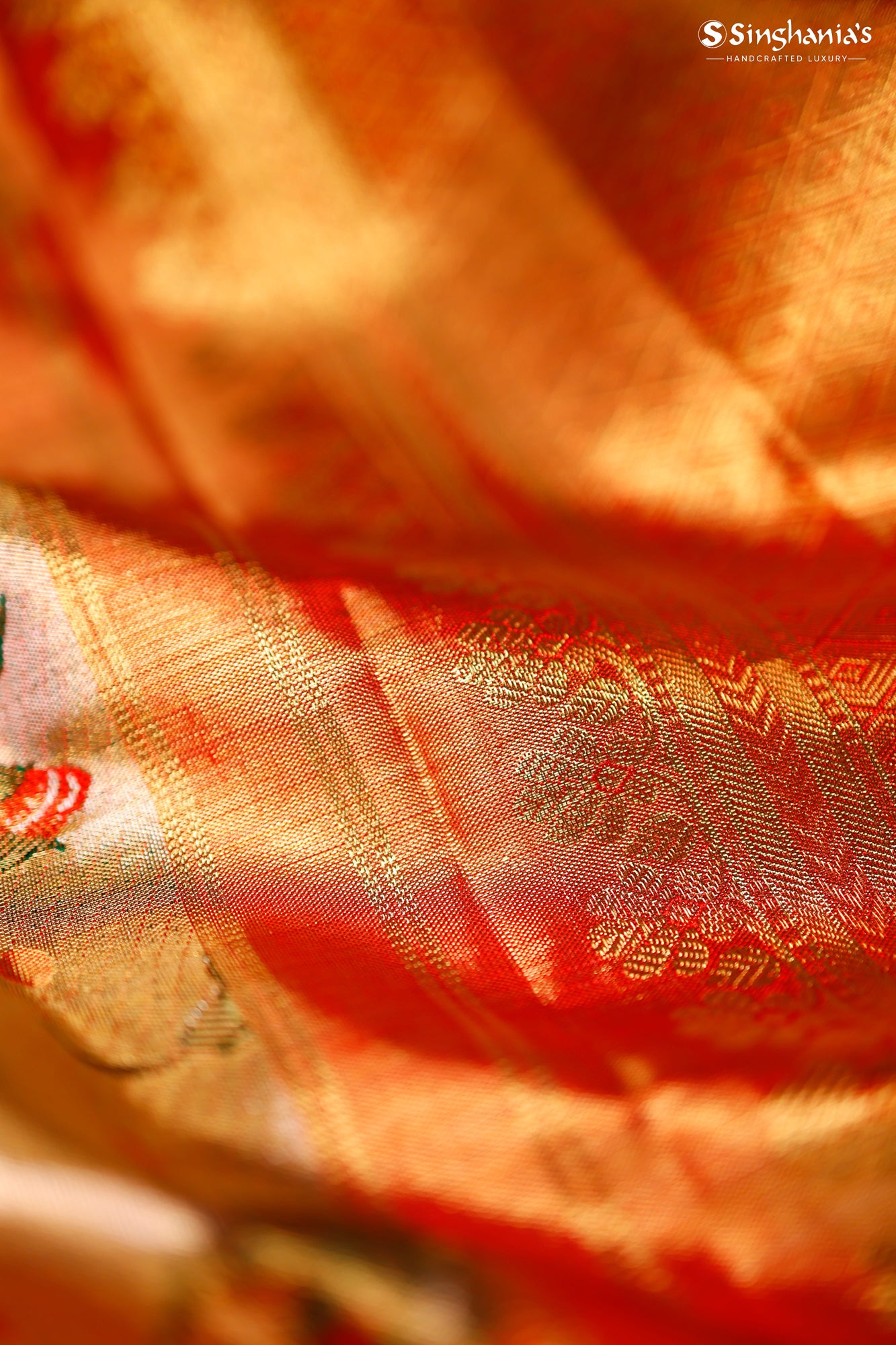 Light Gold Tissue Kanjivaram Silk Saree With Floral Motif Pattern