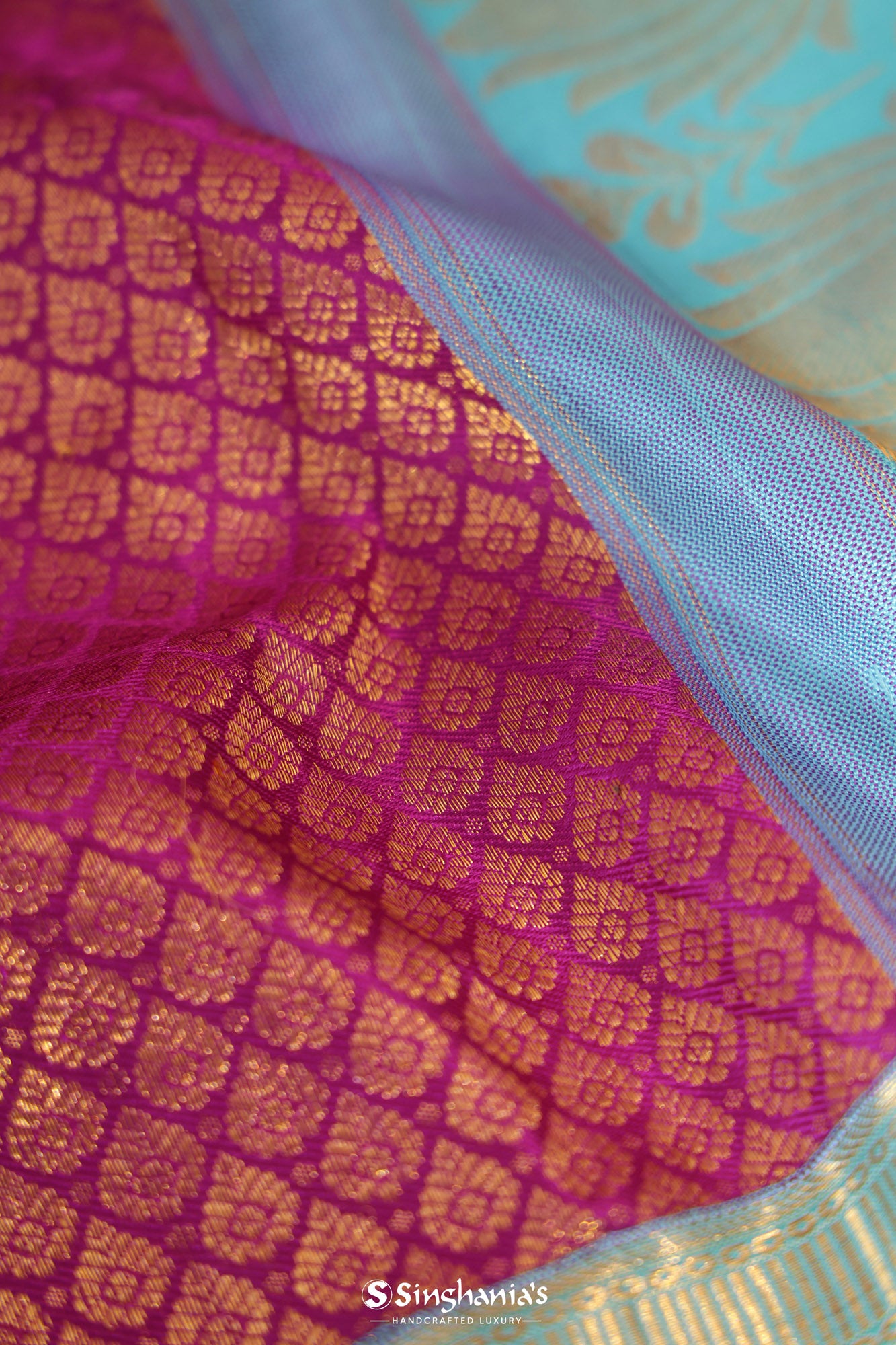 Magenta Pink Kanjivaram Silk Saree With Tiny Buttis