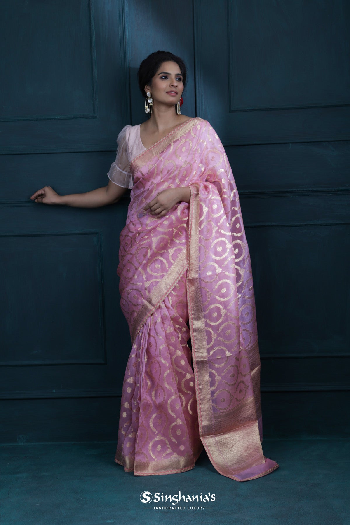 Persian Pink Designer Organza Saree