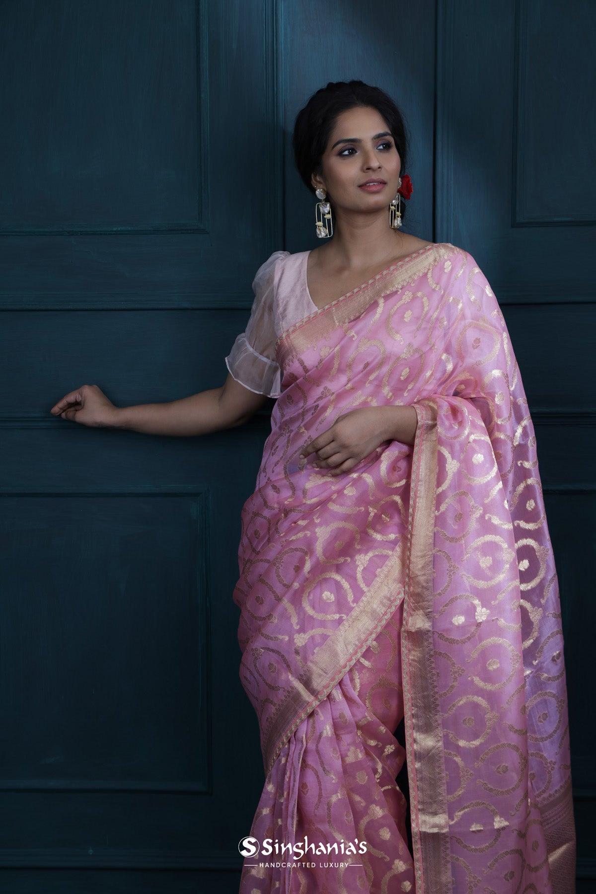 Persian Pink Designer Organza Saree