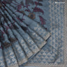 Ice Blue Printed Tussar Saree With Mukaish Design