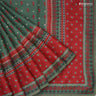 Dark Green Tussar Saree With Floral Motifs