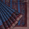 Dark Blue Tussar Saree With Floral Printed Motifs