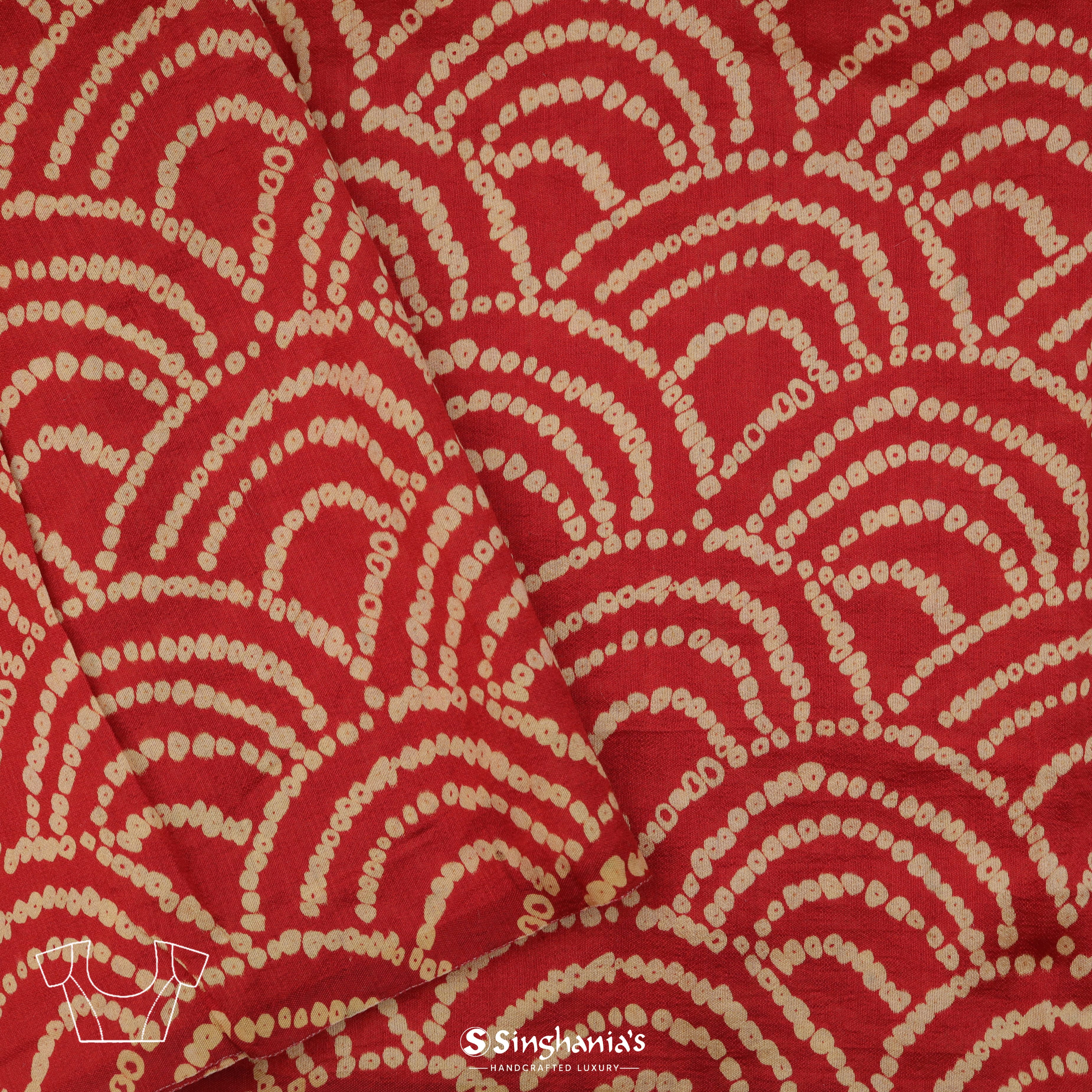 Crimson Red Linen Embroidery Saree With Foil Print