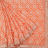 Coral Orange Satin Embroidery Saree With Geometrical Pattern