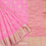 Taffy Pink Linen Printed Handloom Saree With Foil Print