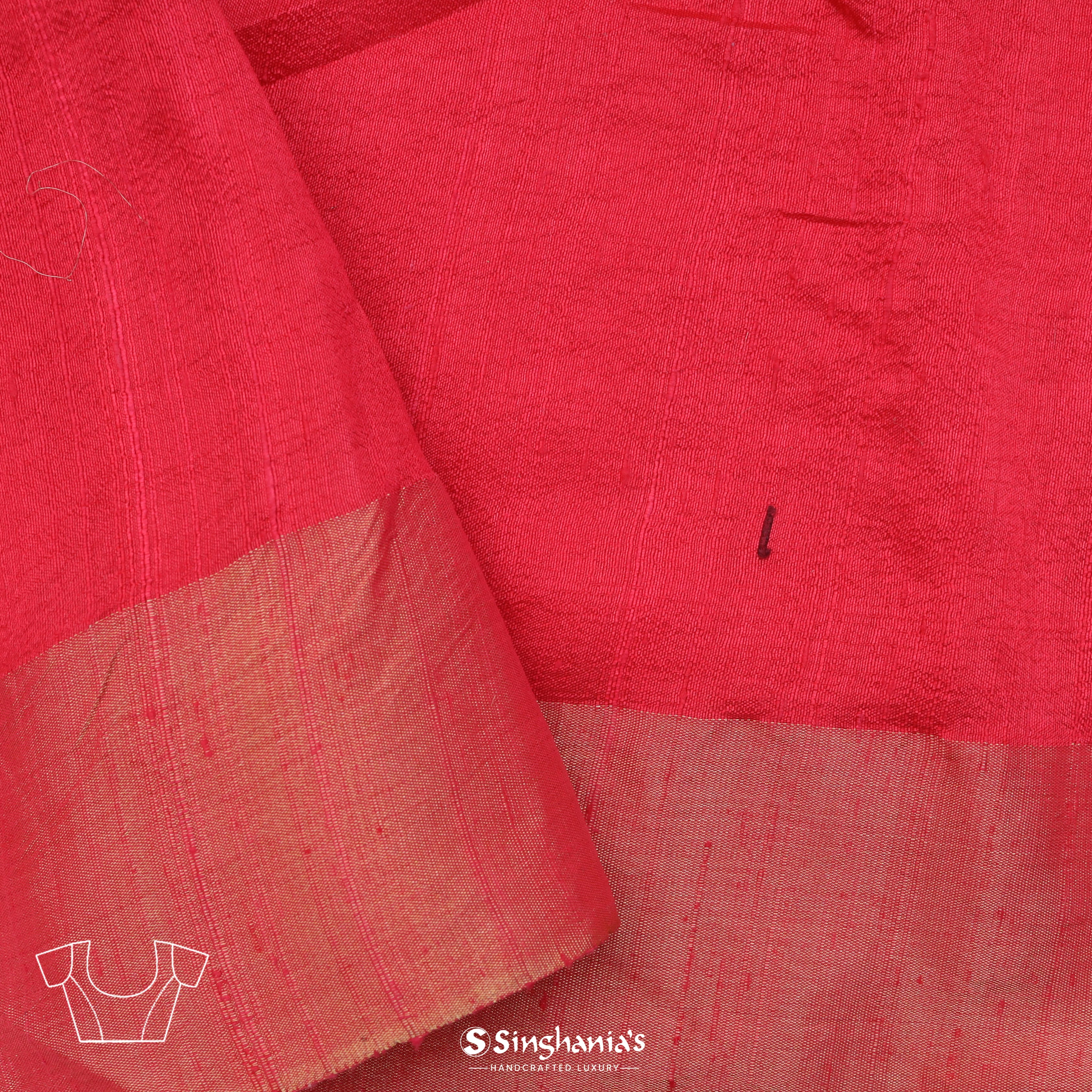 Hot Pink Linen Printed Handloom Saree With Foil Print