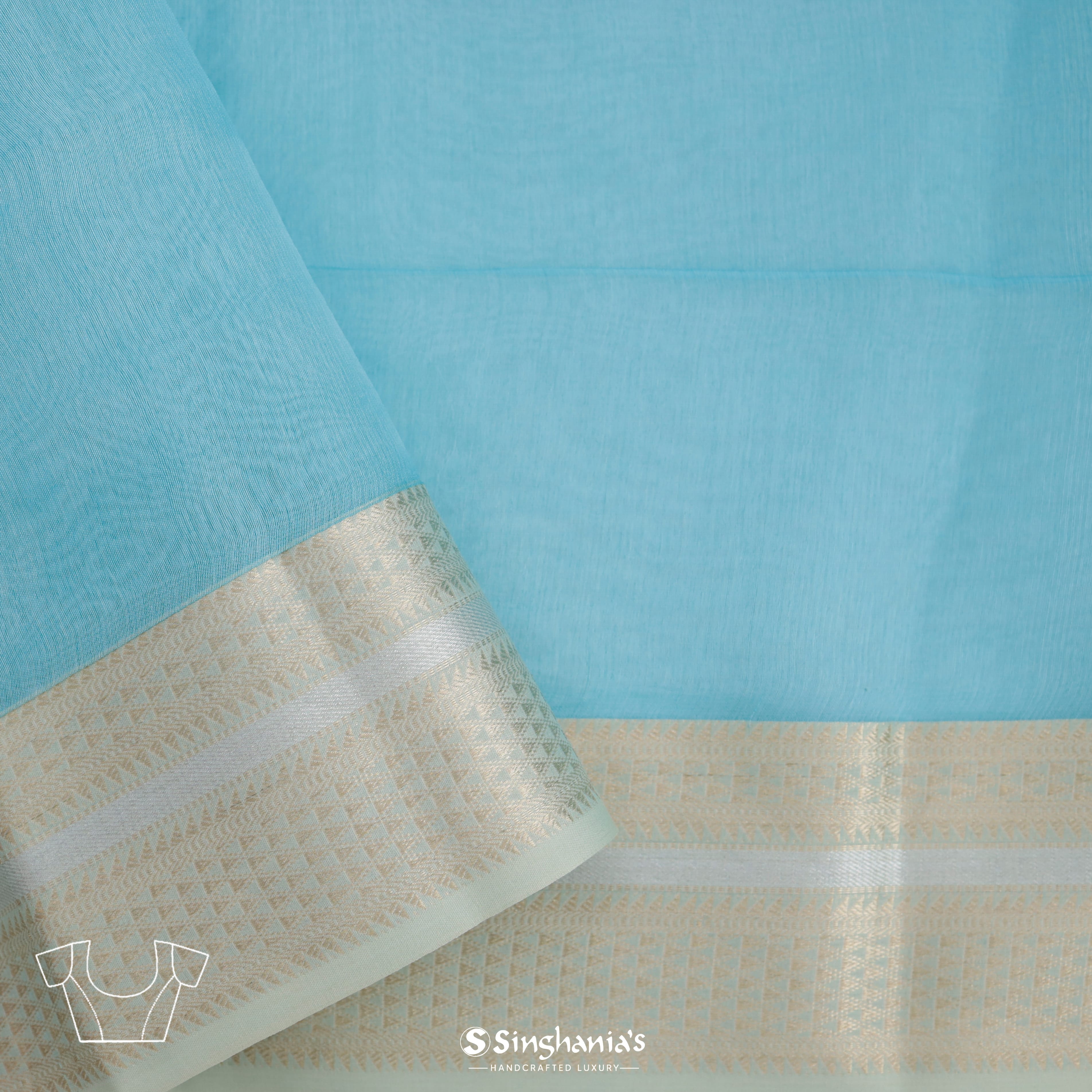 Sky Blue Organza Tussar Embroidery Silk Saree Floral Jaal Design