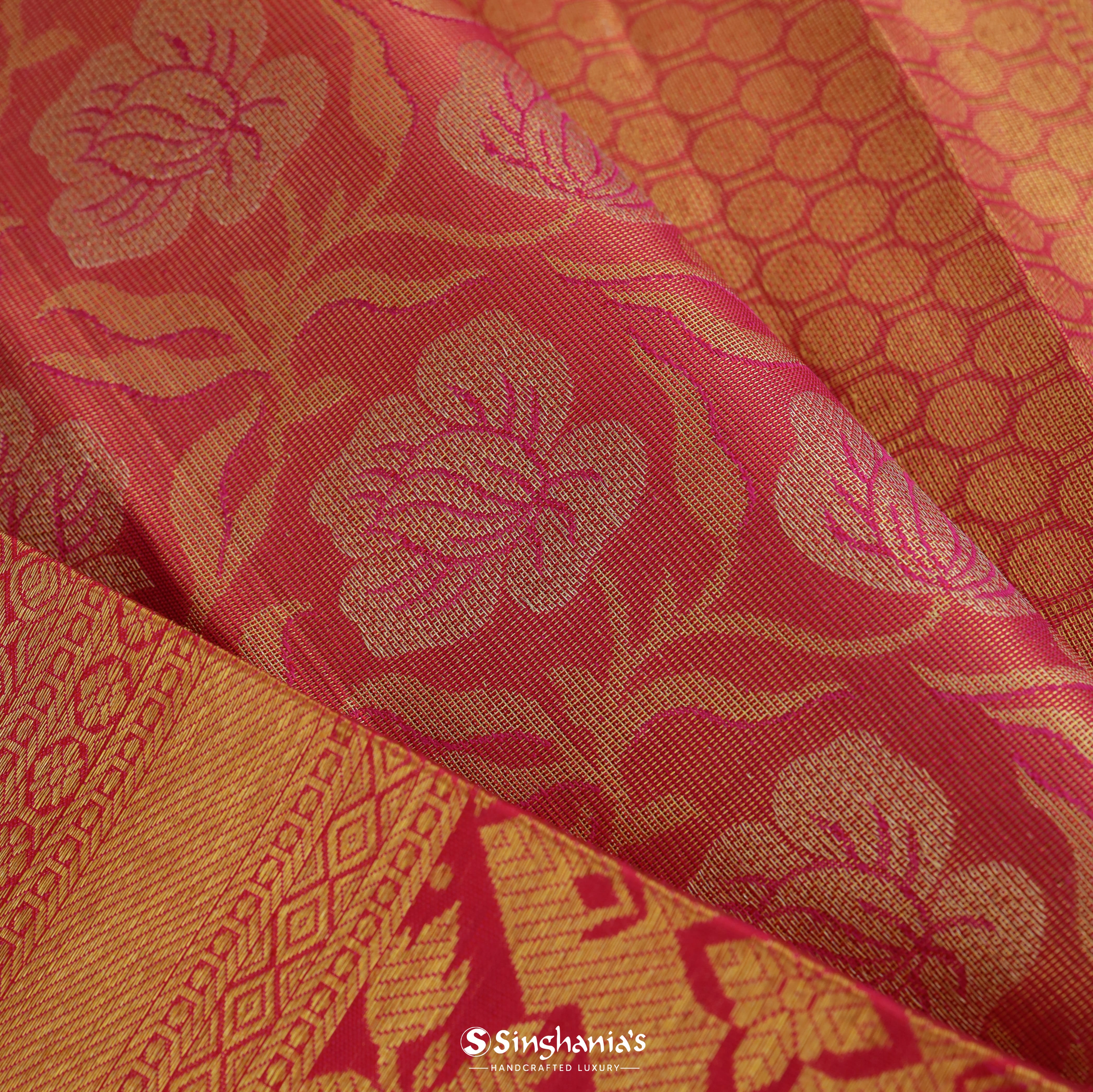 Amarnath Red Kanjivaram Silk Saree With Floral Jaal Pattern