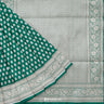 Tropical Rainforest Green Silk Banarasi Saree With Floral Buttas