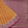 Orange Yellow Silk Banarasi Saree With Floral Buttis