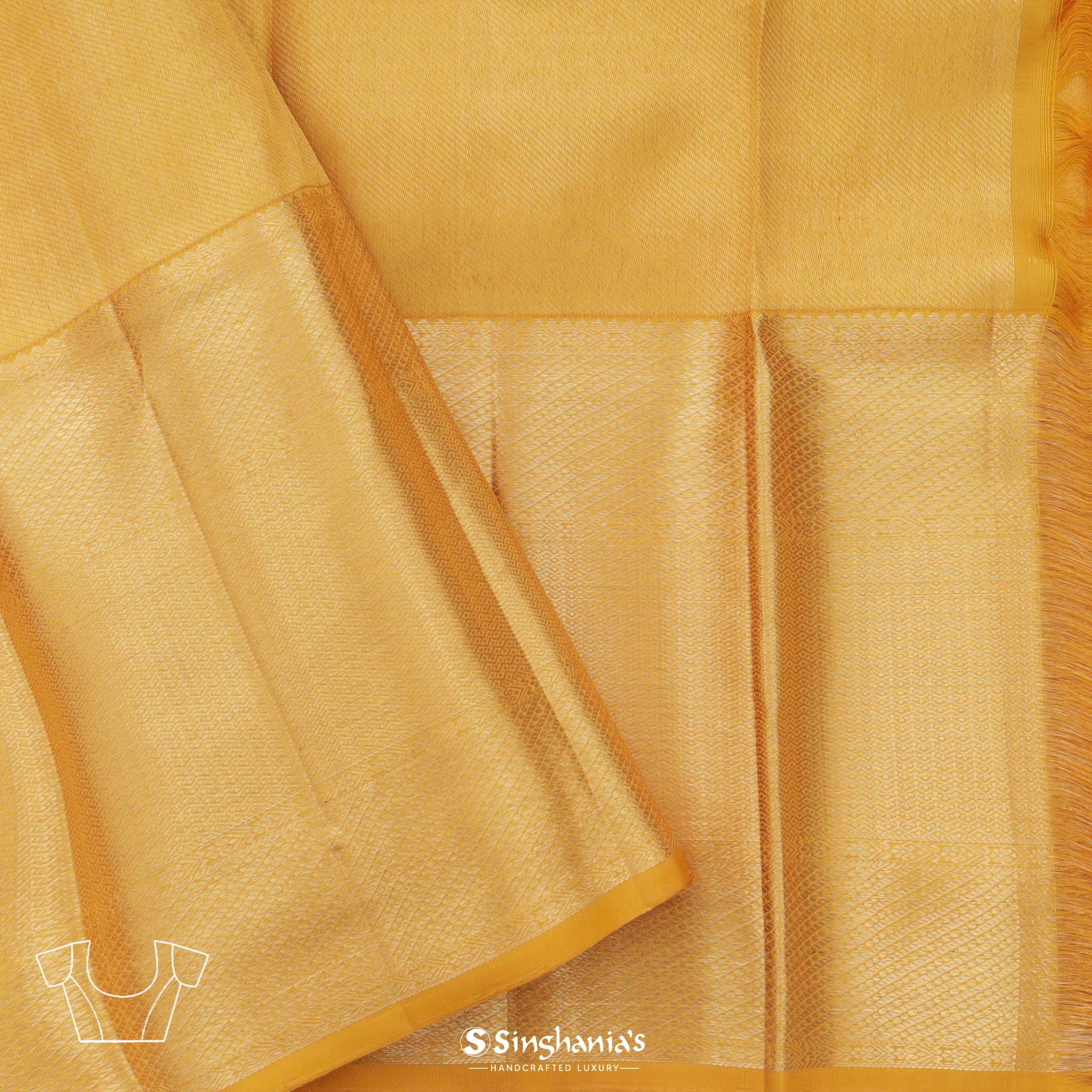 Pale Butter Yellow Kanjivaram Silk Saree With Floral Pattern