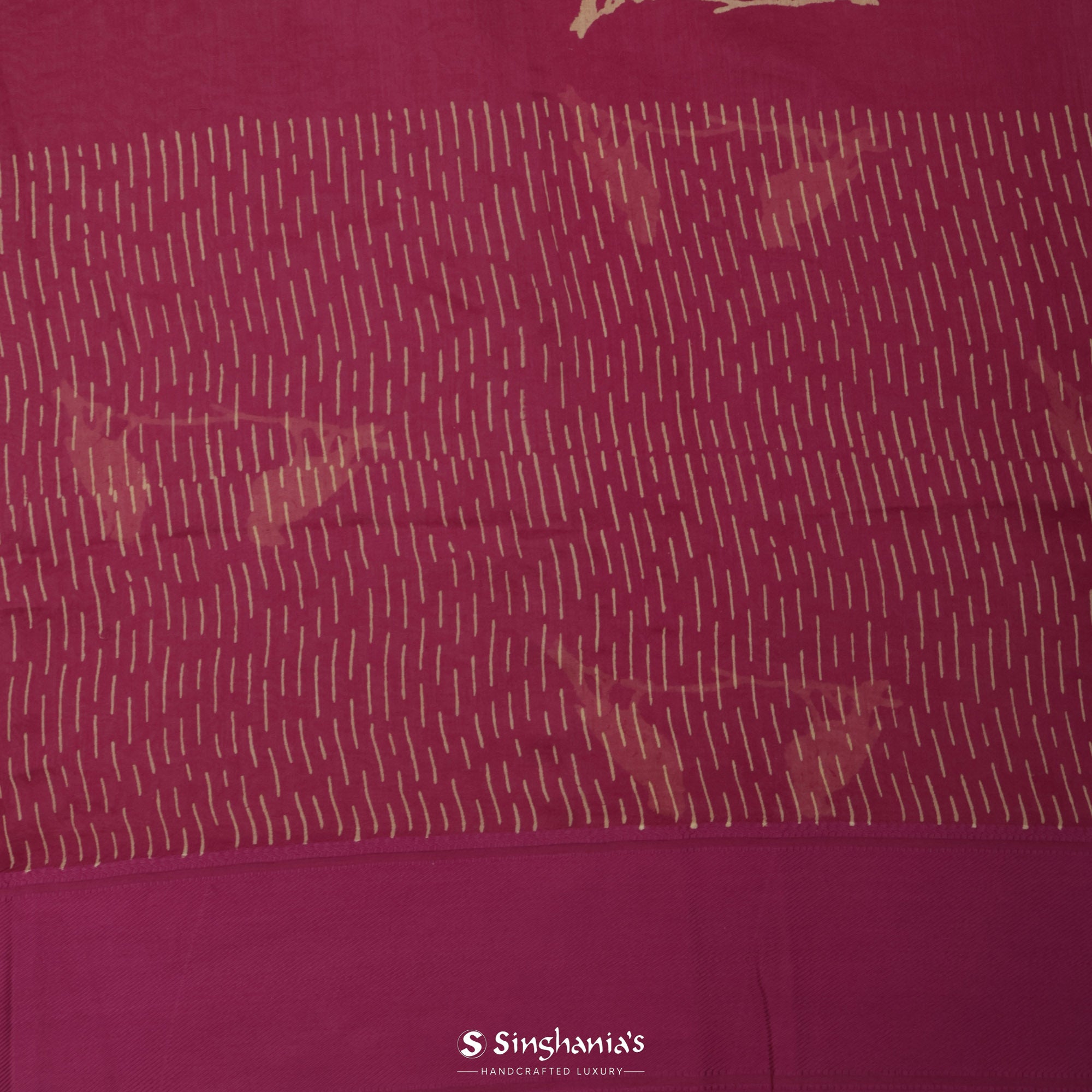 Amaranth Purple Printed Chanderi Saree With Bird Pattern