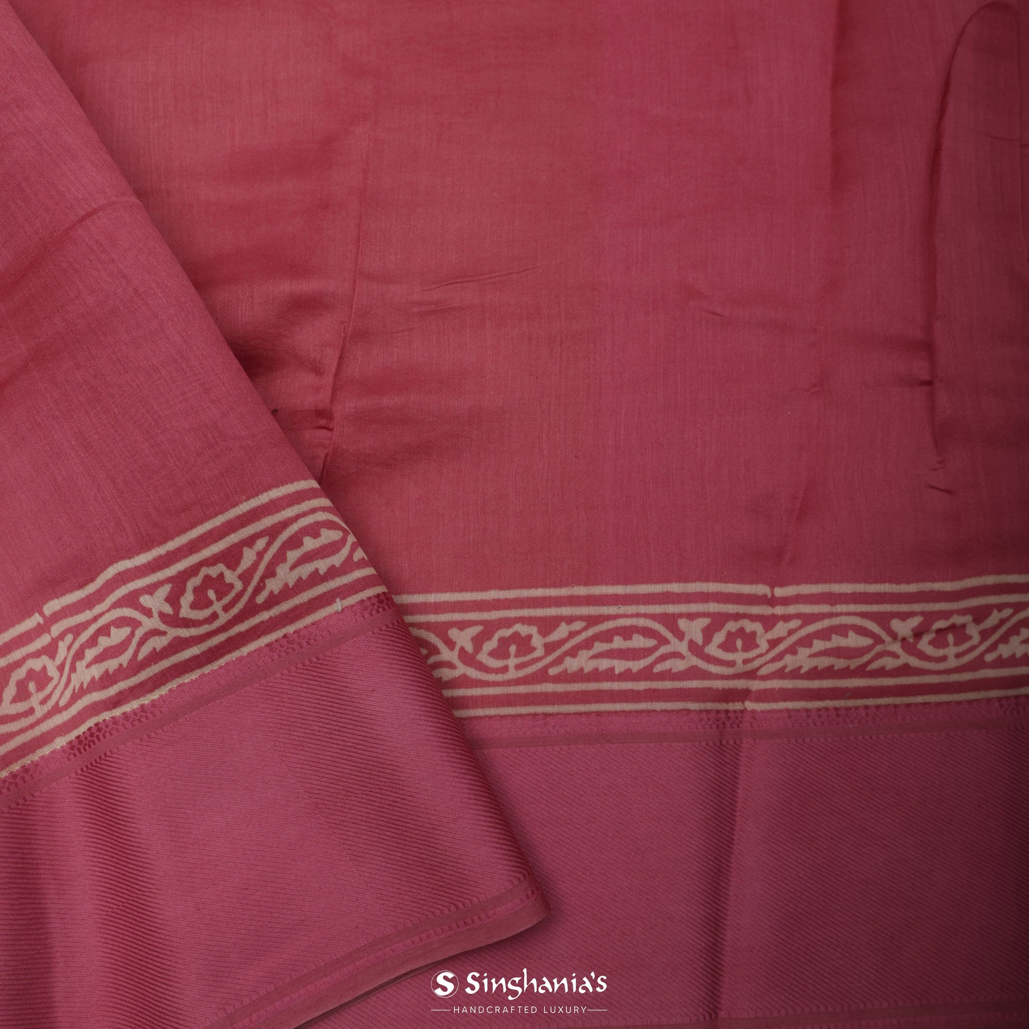 Hippie Pink Printed Chanderi Silk Saree With Butti Jaal Design