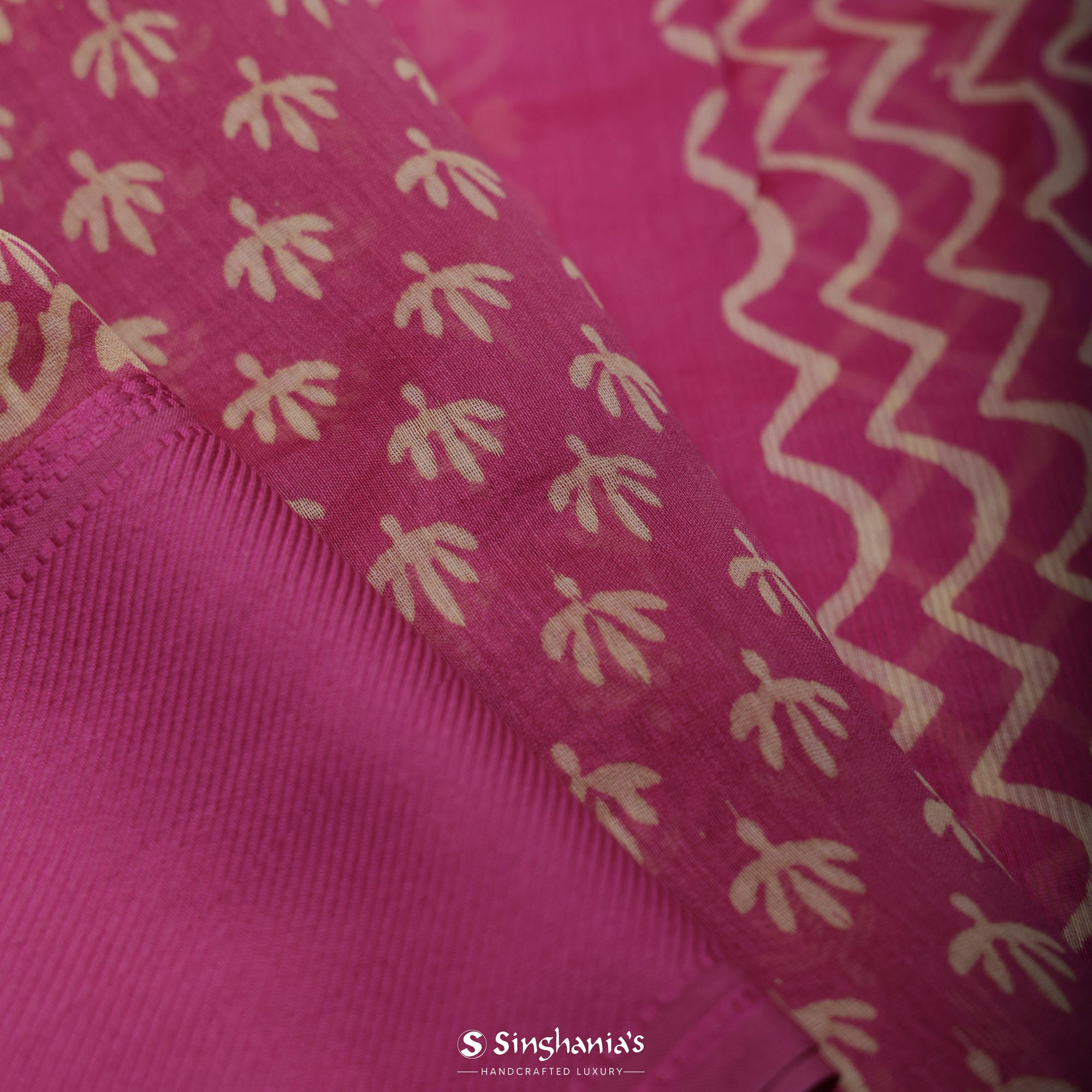 Steel Pink Chanderi Silk Saree With Floral Motif Design