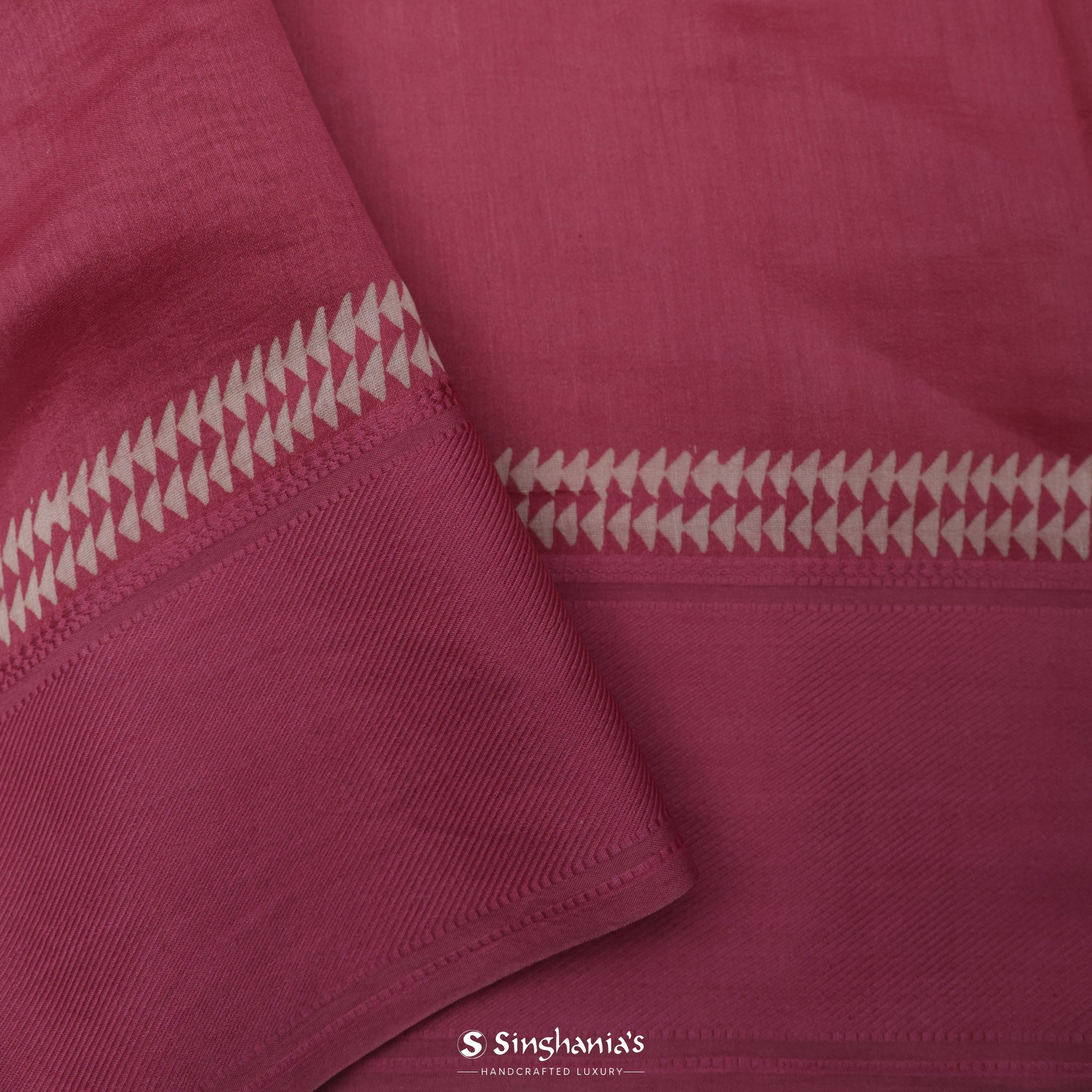 Blush Pink Printed Chanderi Silk Saree With Floral Motif Design