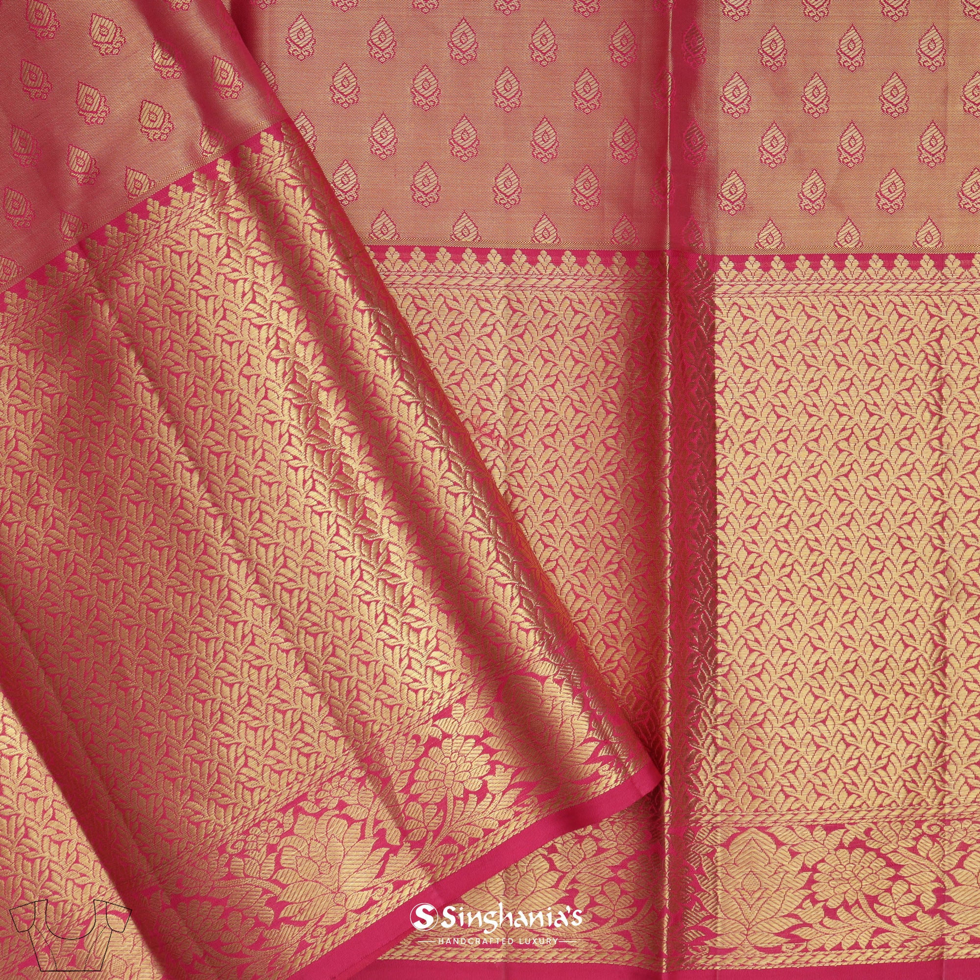 Golden Yellow Meenakari Kanjivaram Silk Saree