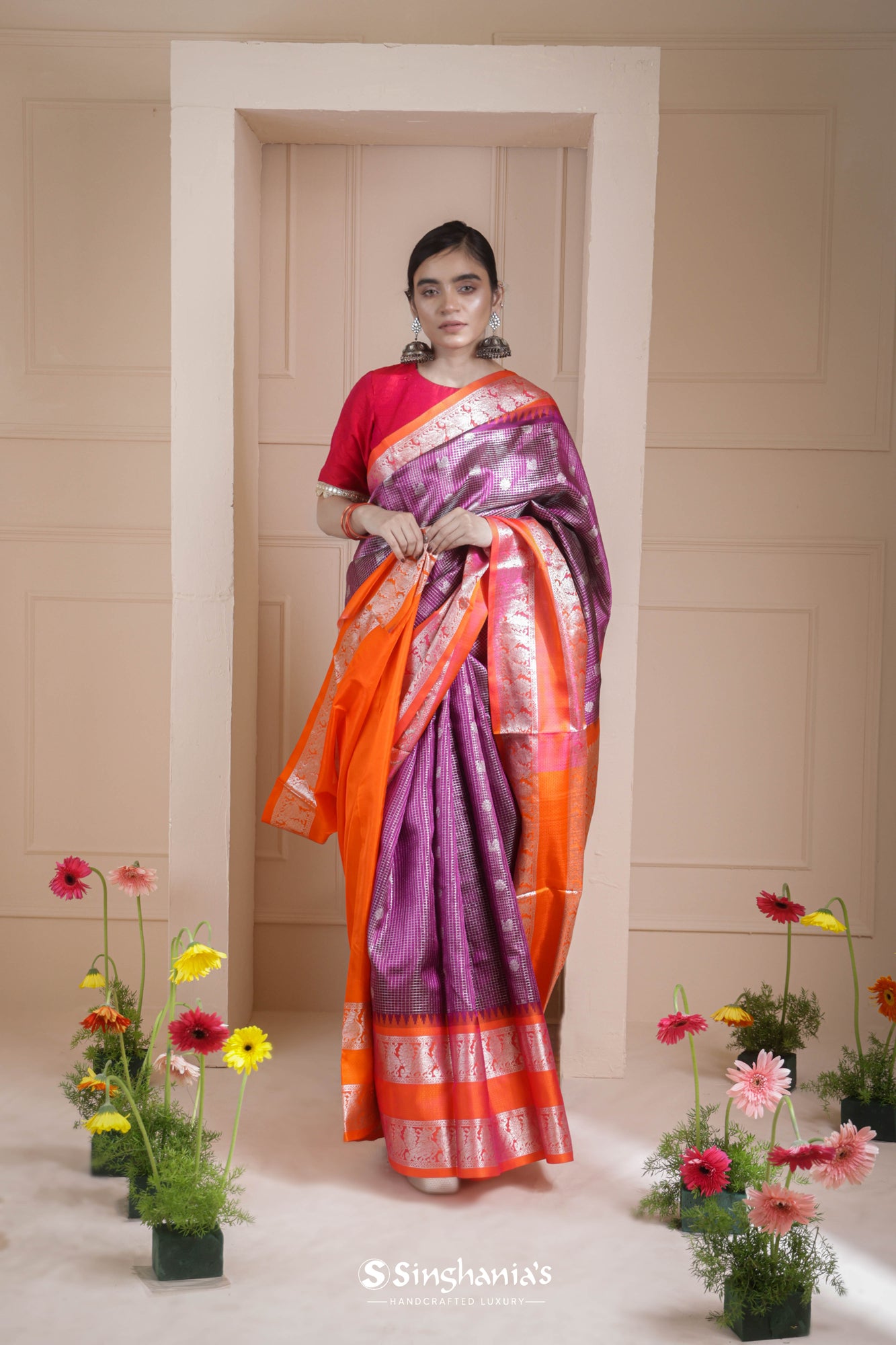 Eminence Purple Venkatgiri Silk Saree