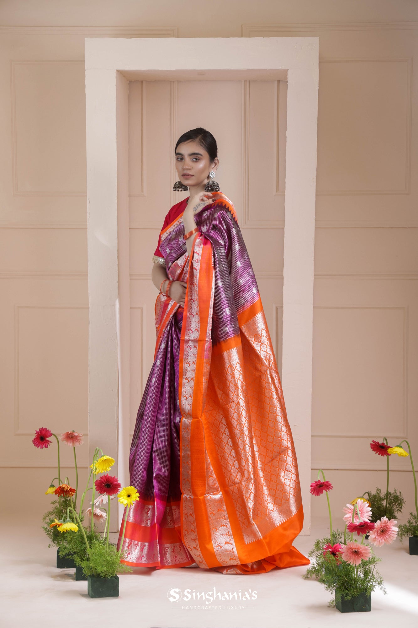 Eminence Purple Venkatgiri Silk Saree