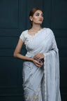 Pastel Blue Modal Satin Designer Saree