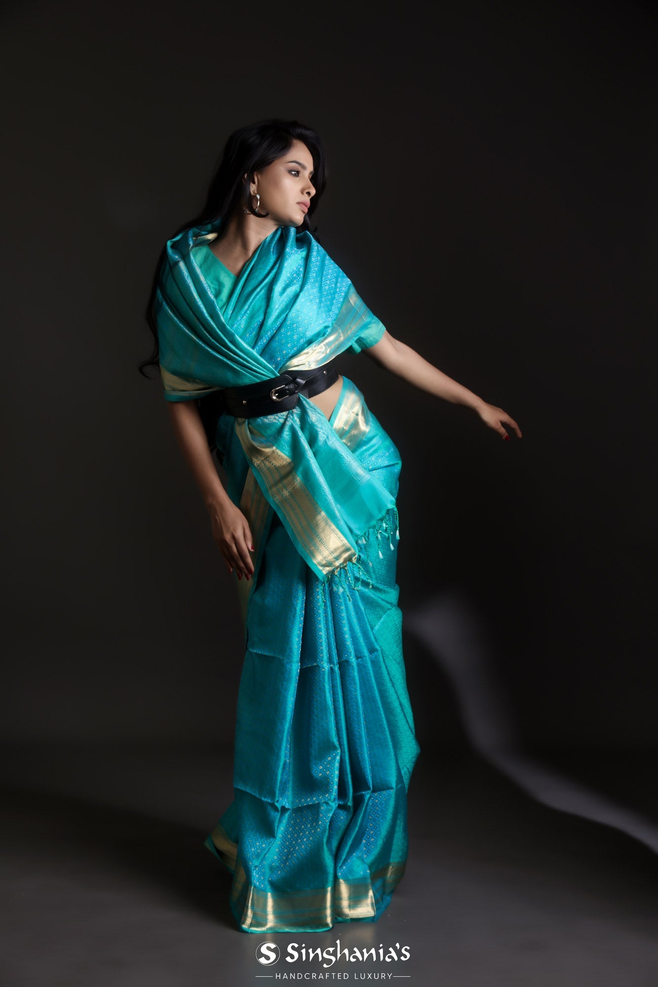 Royal Aqua Blue Soft Silk Saree