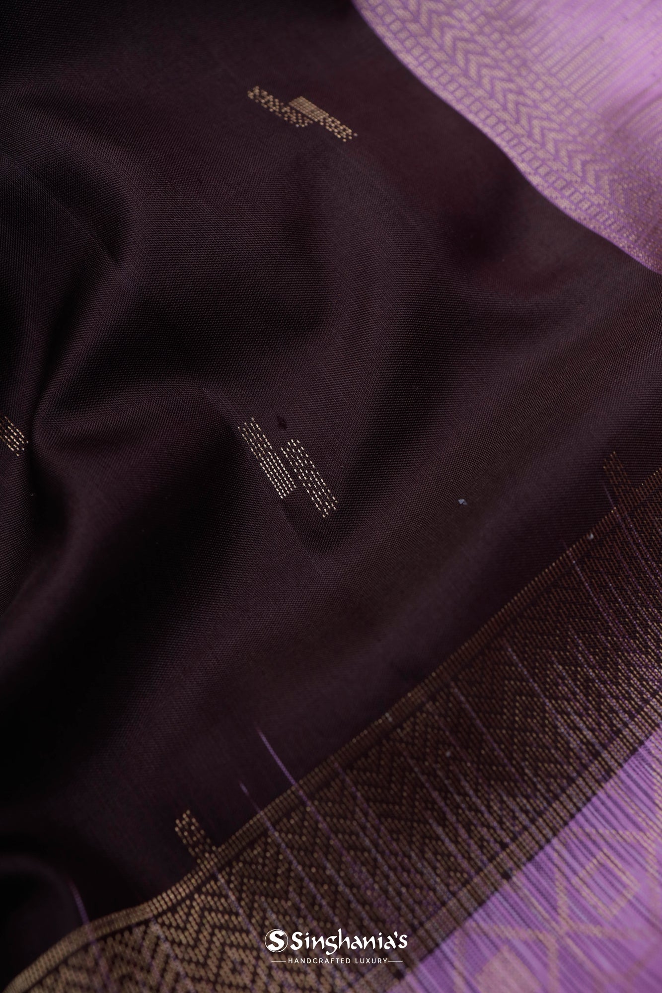 Brown Soft Silk Saree With Floral Buttis