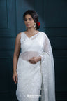 Vista White Designer Organza Saree