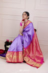 Pastel Amethyst Kanjivaram Silk Saree With Floral Ogival Weaving