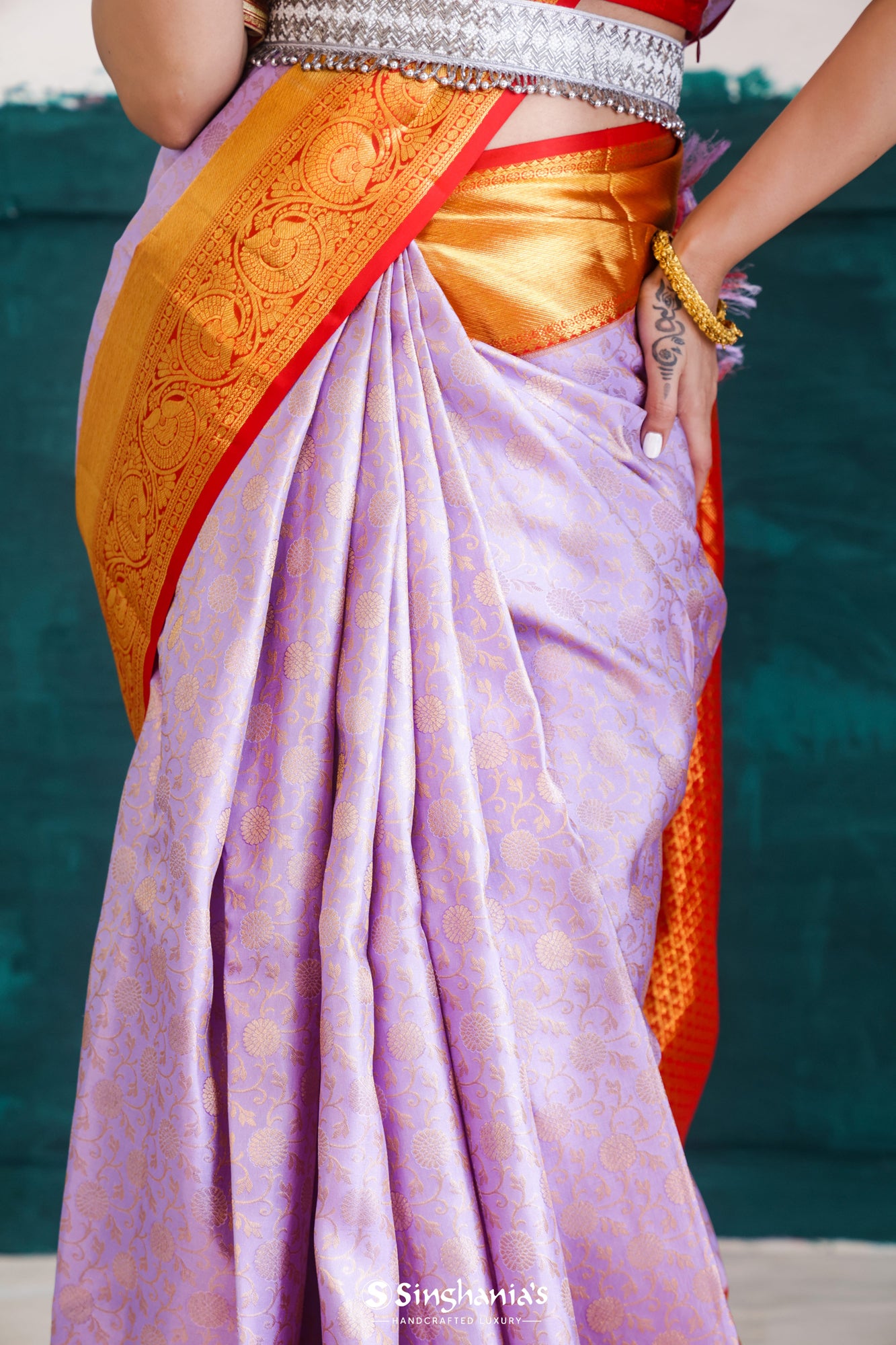 lavender kanjivaram saree