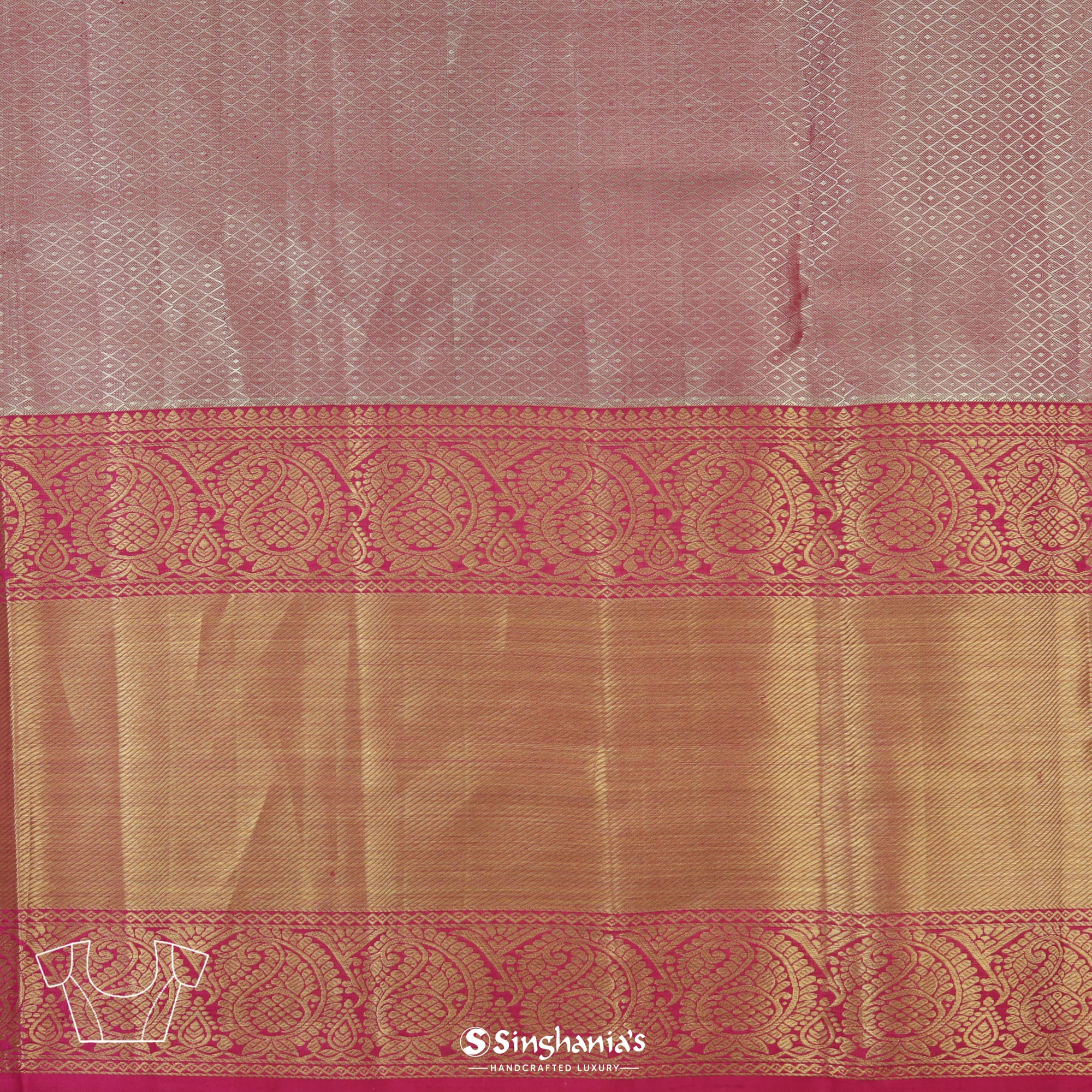 Pastel Sage Green Kanjivaram Silk Saree With Floral Jaal Weaving