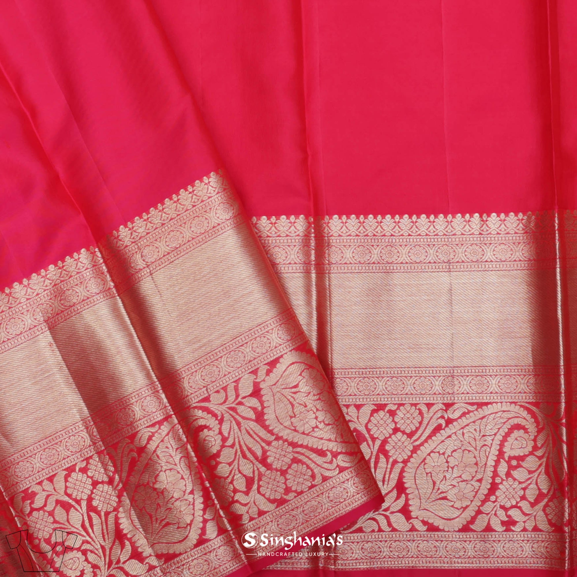 Marigold Yellow Kanjivaram Silk Saree With Floral Jaal Weaving