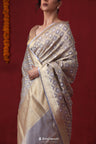 Periwinkle Purple Tissue Banarasi Saree With Floral Ogival Weaving