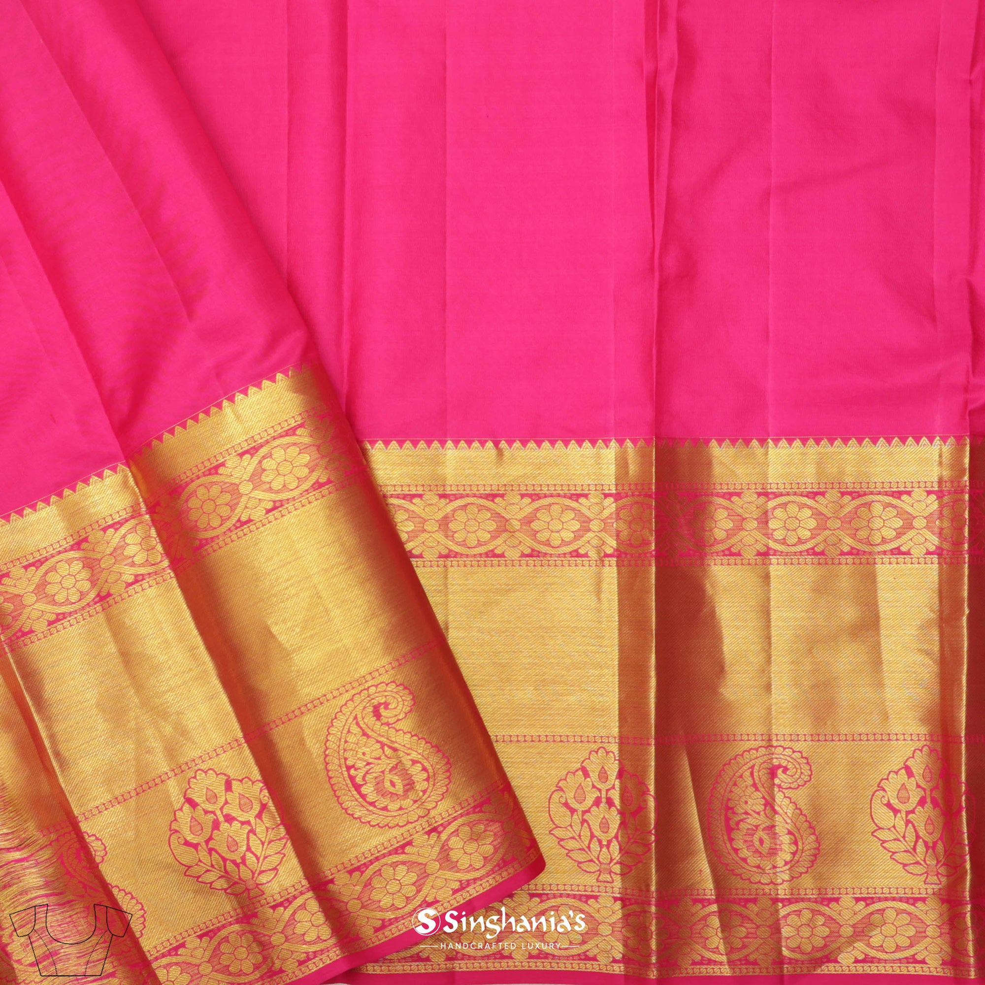 Indigo Purple Kanjivaram Silk Saree With Floral Jaal Design