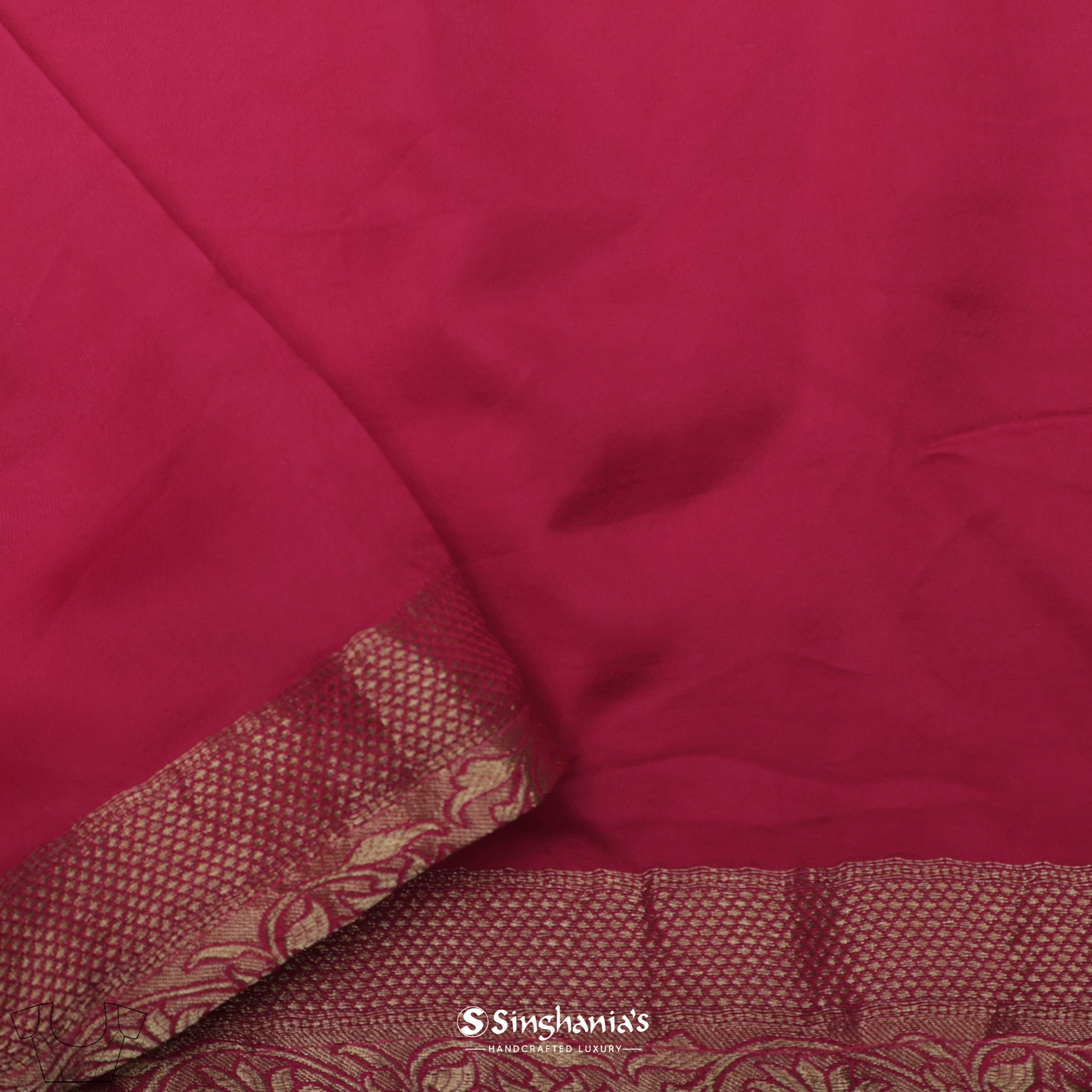 Ruby Red Banarasi Satin Saree With Floral Weaving