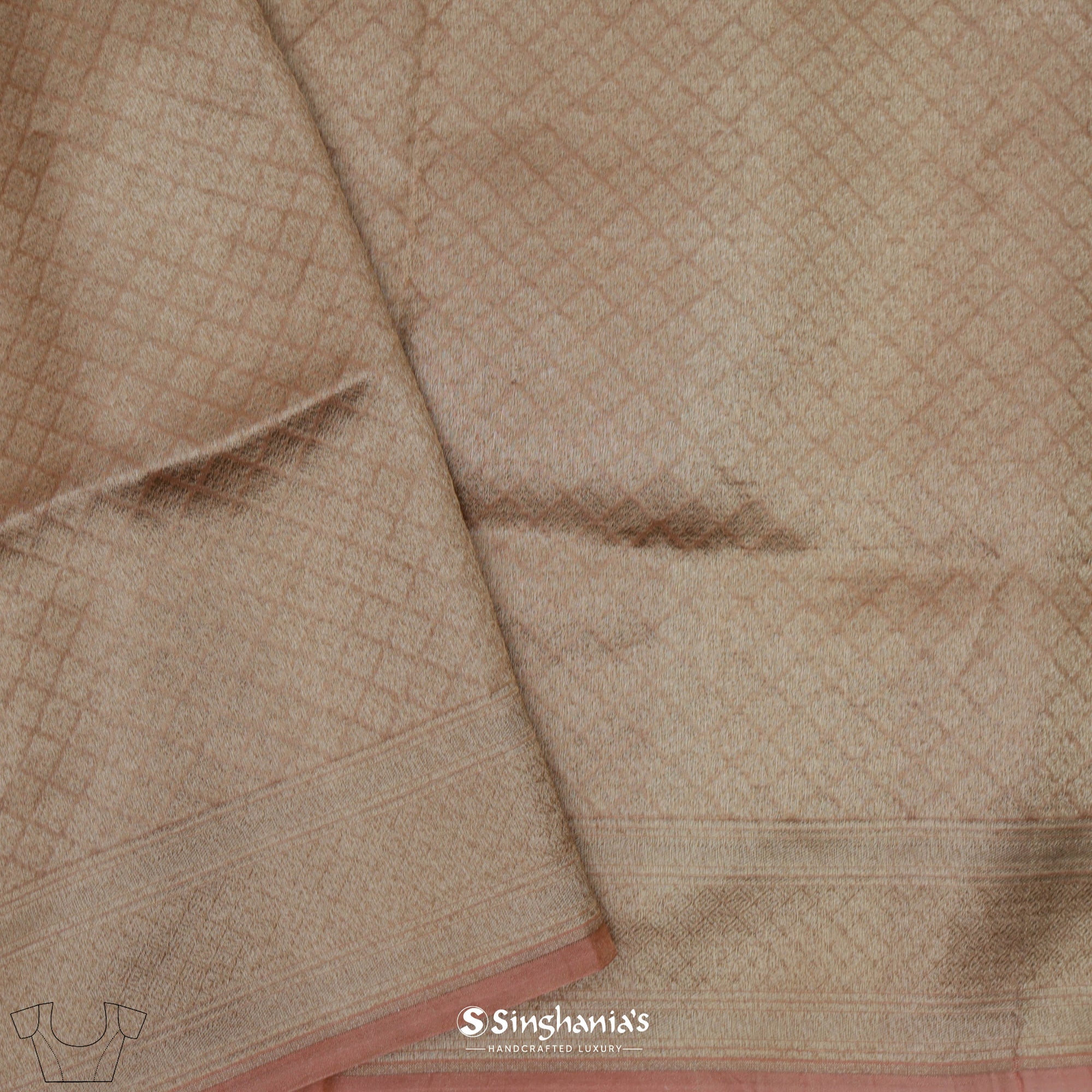 Crepe Pink Banarasi Silk Saree With Floral Jaal Weaving