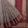 Ash Brown Printed Maheshwari Saree With Floral Geometrical Design