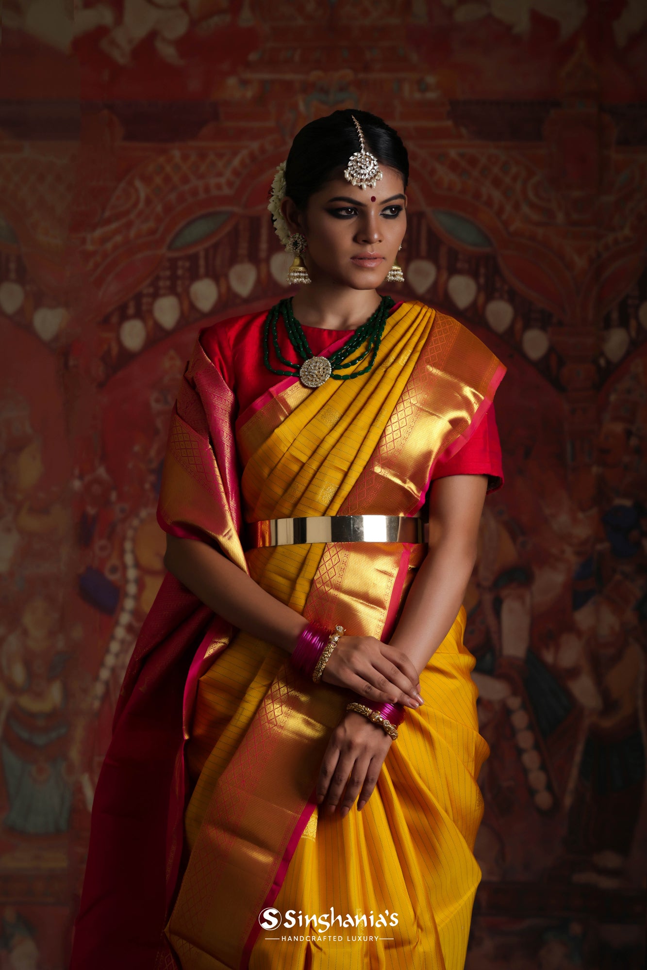 Deep Yellow Kanjivaram Silk Saree