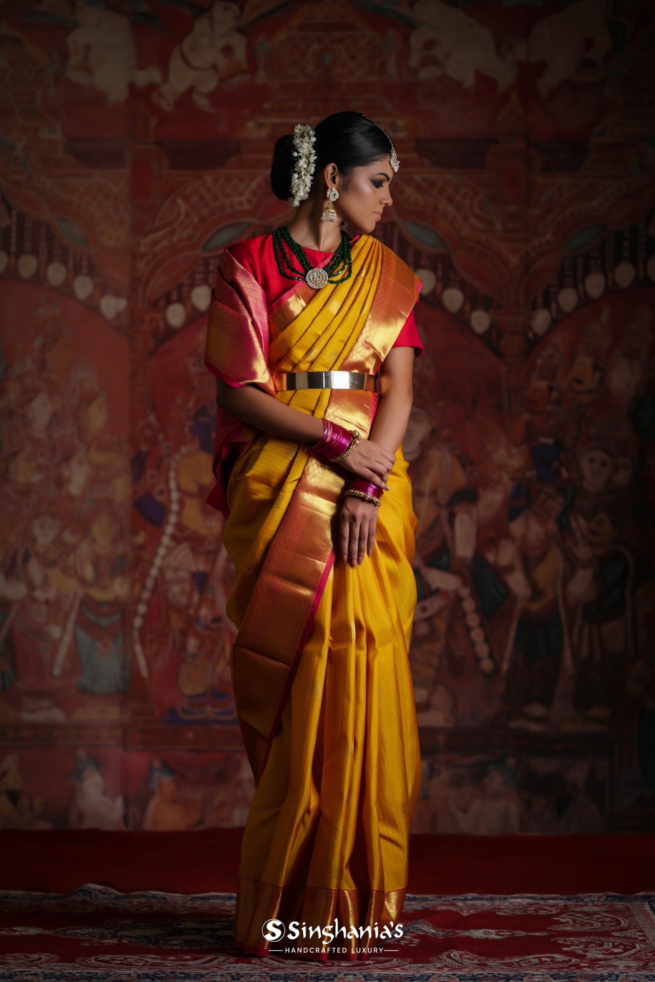 Deep Yellow Kanjivaram Silk Saree