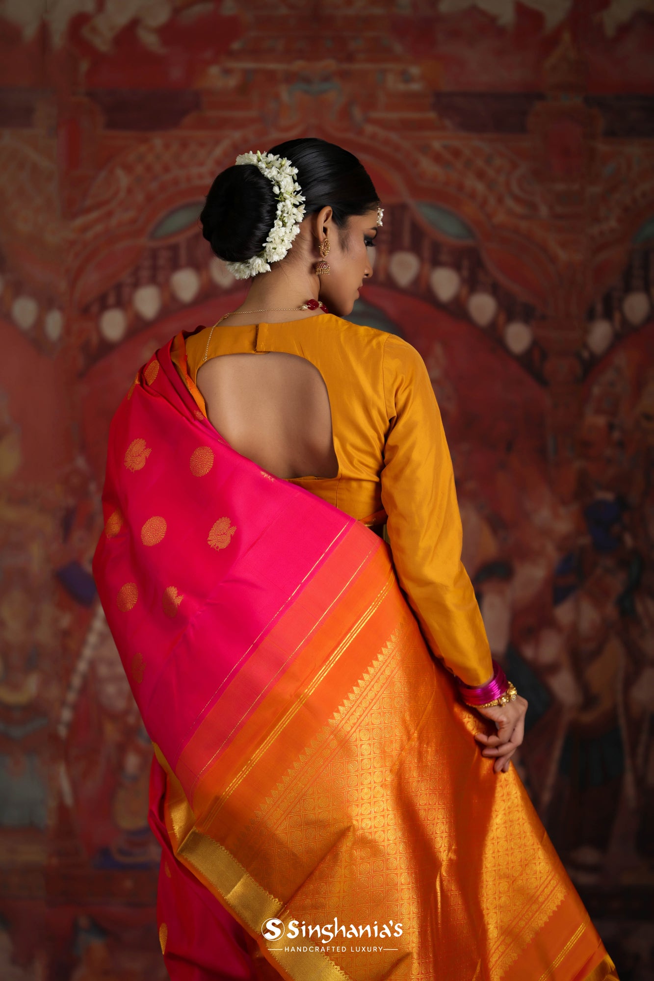 French Pink Kanjivaram Silk Saree