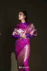 Fuchsia Purple Bandhani Kanjivaram Saree