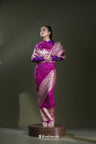 Fuchsia Purple Bandhani Kanjivaram Saree