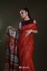 Cranelian Red Bandhani Silk Saree