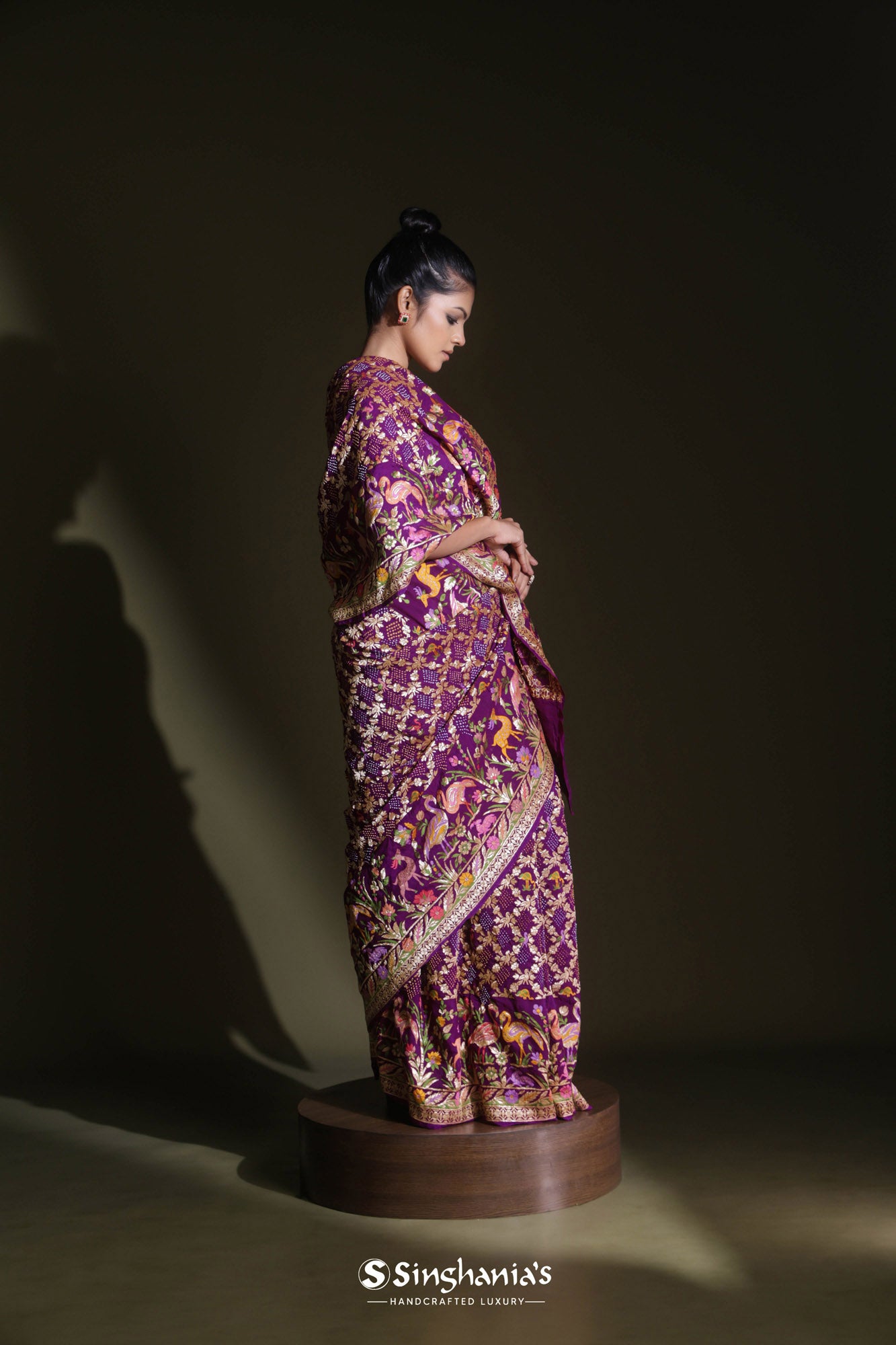 Byzantium Purple Bandhani Georgette Saree