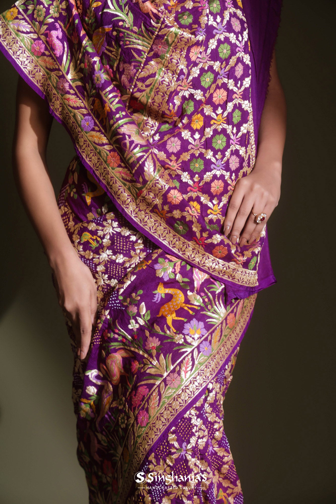 Byzantium Purple Bandhani Georgette Saree