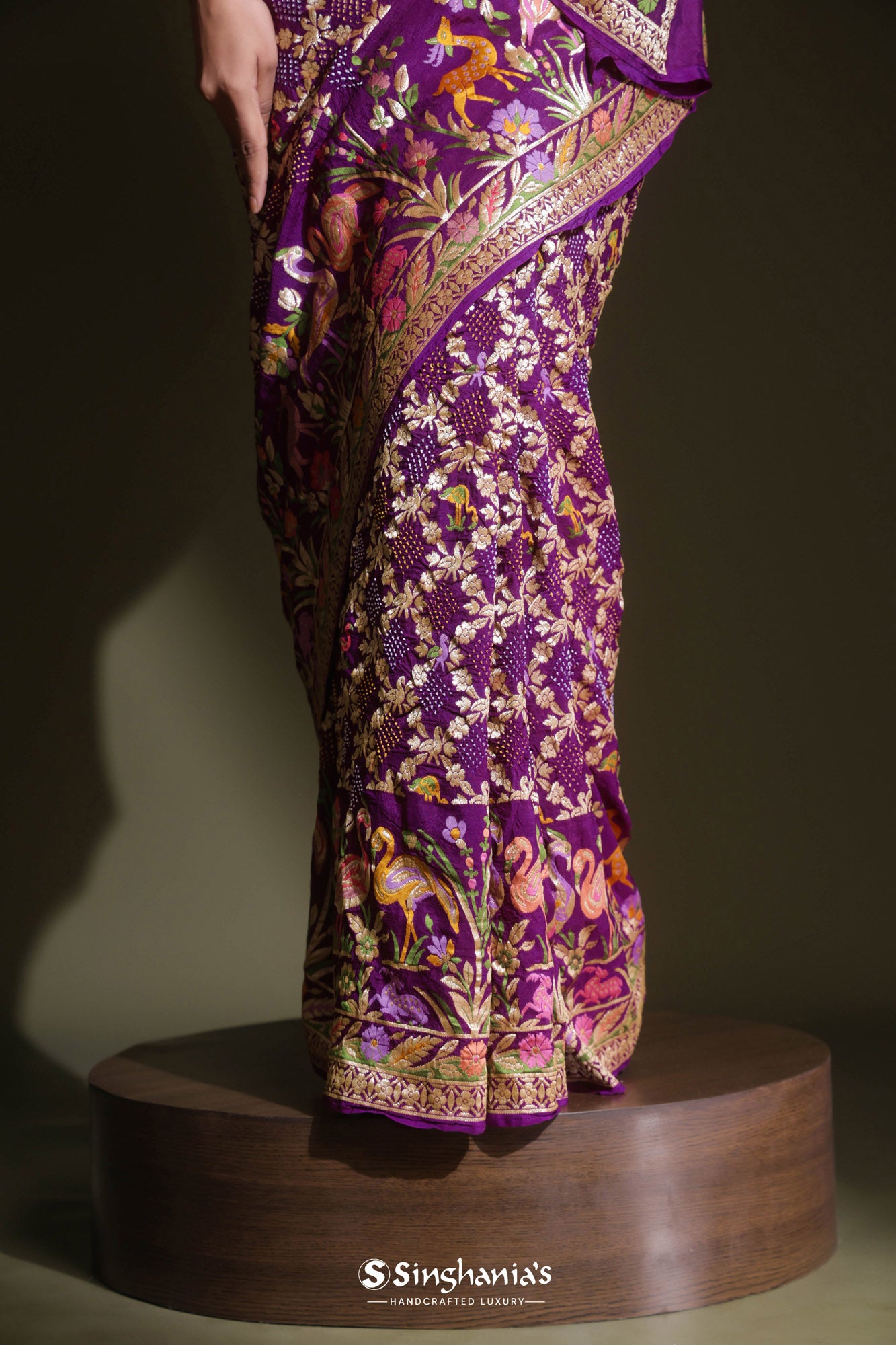 Byzantium Purple Bandhani Georgette Saree