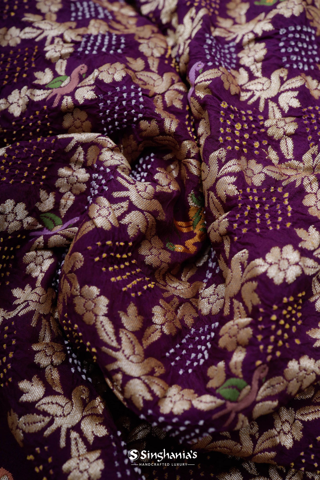 Byzantium Purple Bandhani Georgette Saree