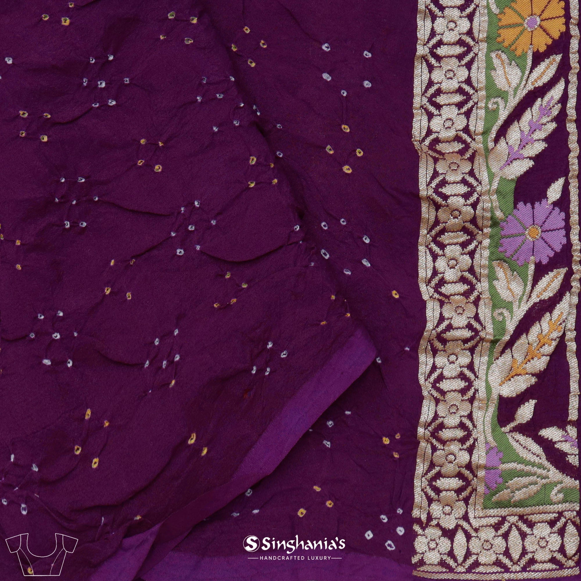 Byzantium Purple Bandhani Georgette Saree