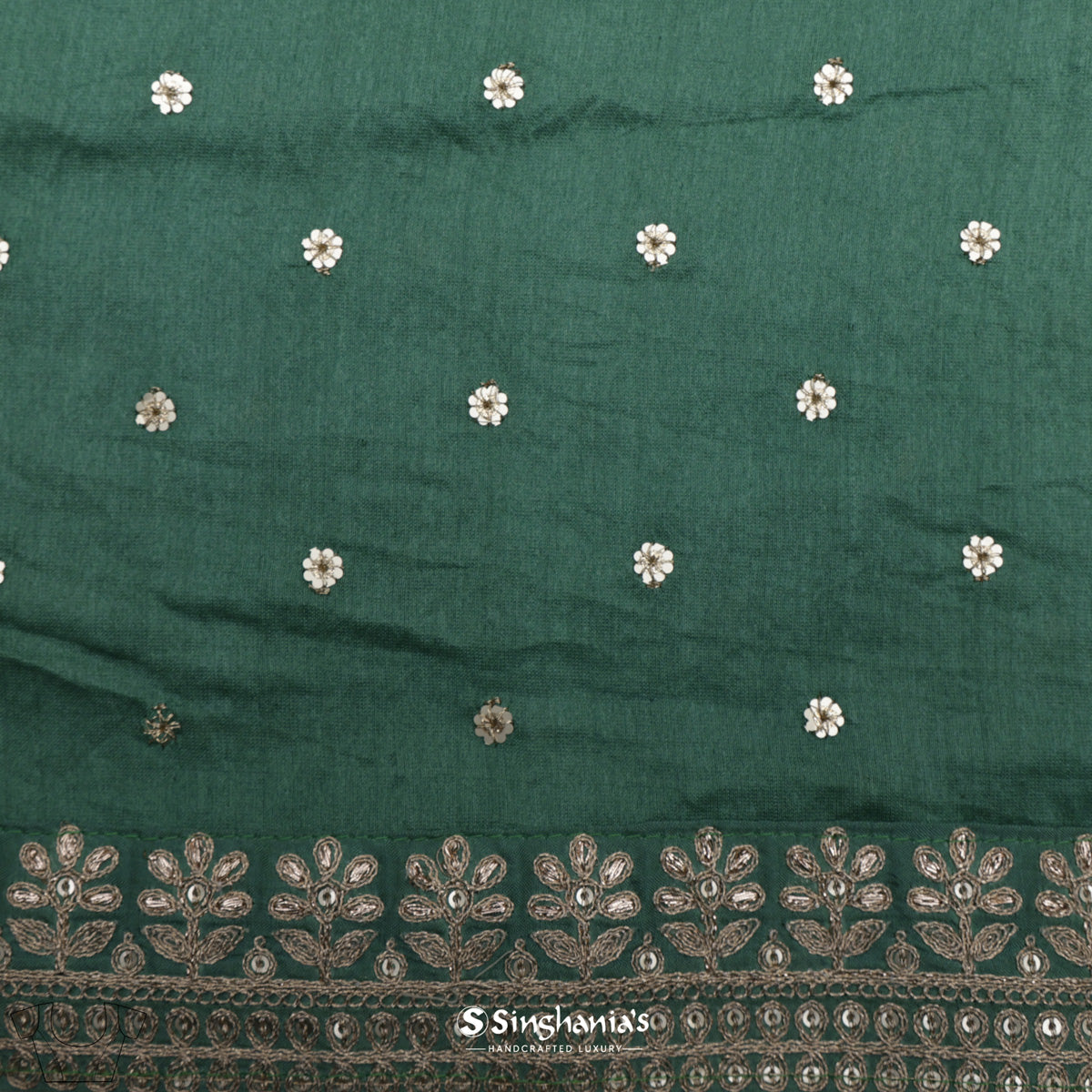 Mint White Printed Organza Saree